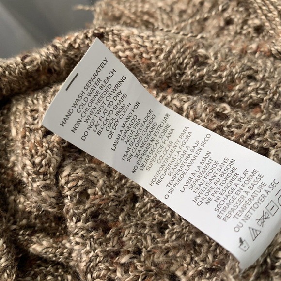 Bass Womens Small Marled Tan Boho Sweater Fringed Tunic Top Cowl Neck Cable Knit - Picture 8 of 8